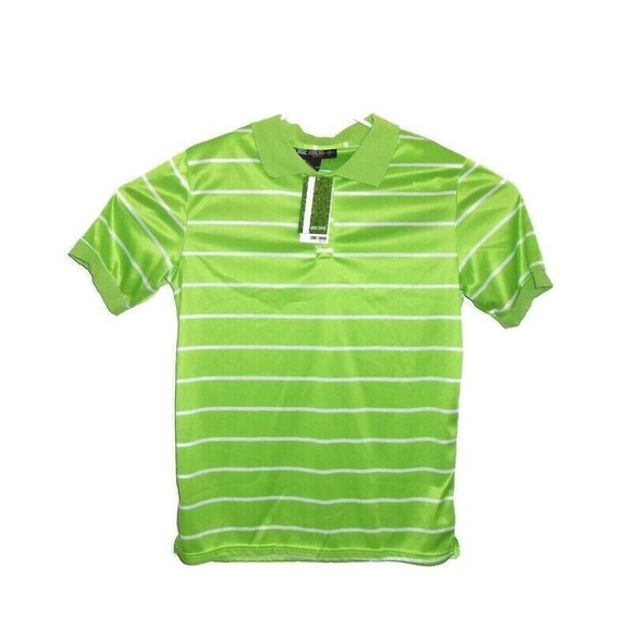 Loose Threads Men's Large‎ Shirt Who M I New With Tags Green Striped Polo - Picture 1 of 7